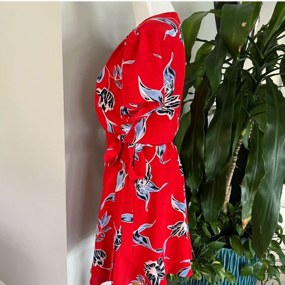Anthropologie Red Floral Mini Dress - Picture 5 of 8